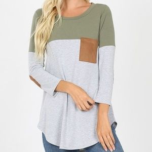 PREMIUM COLOR BLOCK POCKETS & ELBOW PATCH TOP